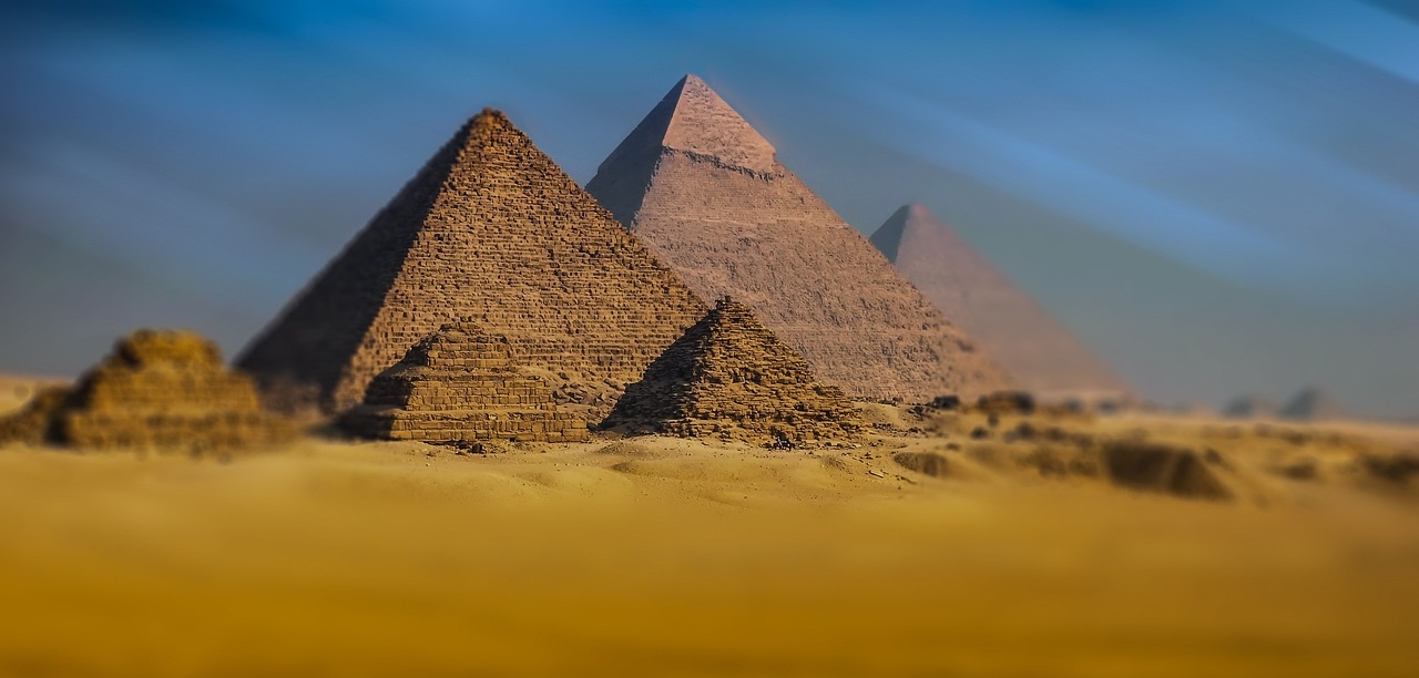 Pyramids and desert landscape in Egypt